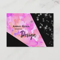 *~* Abstract Modern Pink Glitter Geometric Floral Business Card