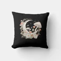 Aesthetic Moon Goblincore And Cottagecore Mushroom Throw Pillow