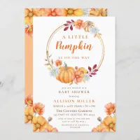 little pumpkin is on the way fall baby shower invitation