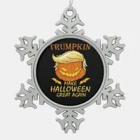 Trumpkin Make Halloween Great Again – Retro Pumpki Snowflake Pewter Christmas Ornament