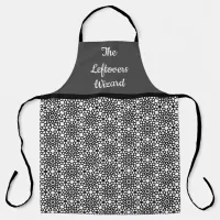 Black and White Snowflake Flower Pattern Apron