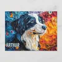 Border Collie Paper Quilling Art Dog Portrait Postcard