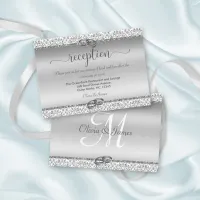 Silver Damask Elegant Wedding Reception Enclosure Card