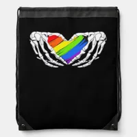 Pride - Pride Skeleton Hands With Heart 2 Classic Drawstring Bag