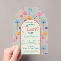 Floral spring sweet sixteen invitation transparent