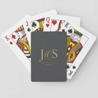 Simple Elegance Wedding Initials Charcoal ID1022 Poker Cards