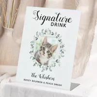 Cat Wedding Signature Drink Photo Cocktail Bar  Pedestal Sign