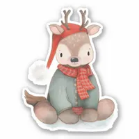 Cute Reindeer Illustration Christmas  Sticker