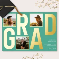 Modern Teal Photo Graduation Announcement