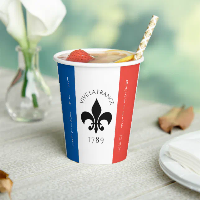 Bastille Day Fleur-de-Lis Tricolore France Flag Paper Cups