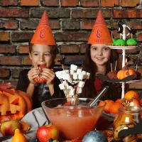 Halloween Striped Orange And Purple Name Birthday Party Hat