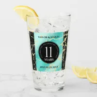 Elegant 11th Turquoise Wedding Anniversary Glass