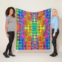 [Harlequin Tie-Dye] Diamond Fractal Checkered Fleece Blanket