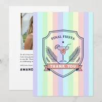 Preppy Pastel Final Fiesta Bachelorette Photo Thank You Card