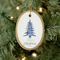 Blue Pagoda Christmas Tree Ornament