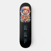 *~* Sweet Troll AP89 Neon Rainbow Initials Flower Skateboard