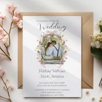 Modern Elegant Purple Floral Photo Arch Wedding Invitation