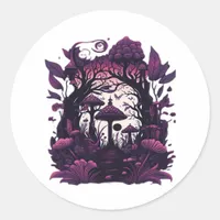Mushroom Woods Whimsigoth Witchy Screenprint Desig Classic Round Sticker