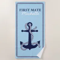 Rope and Anchor Navy First Mate ID402 Beach Towel