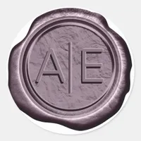 Faux Wax Wedding Initials Dk Mauve ID967 Classic Round Sticker