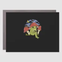 Frog With Mushroom Hat - Cottagecore Goblincore Bo Car Magnet