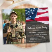 Military Welcome Home Party American Flag Invitation Postcard