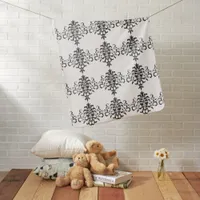 Elegant Vintage Black and White Damask Baby Blanket