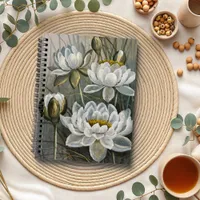 Ellis Rowan White Water Lily Vintage Flowers Notebook