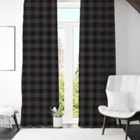 Dark Black and Gray Buffalo Plaid Checkered Blackout Curtains