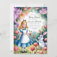 Whimsical Alice in Wonderland Baby Shower Invitation