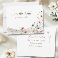 Elegant Watercolor Wildflowers | Wedding Save Date RSVP Card