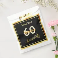 60th birthday party music notes black gold name favor bag