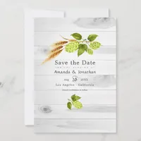 Beer Willow Greenery and Gold Save The Date