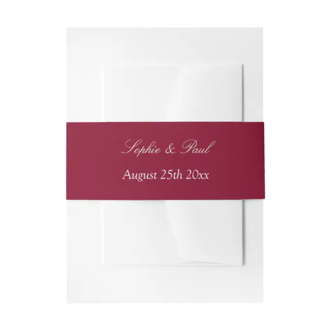 Burgundy Wedding Invitation Belly Band