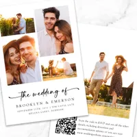 Modern Five Photo QR Code RSVP Wedding Invitation