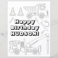 Construction Birthday Coloring Page – Truck Party 