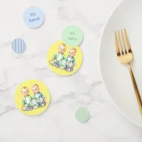 Blue Yellow Green Twin Boys Themed Baby Shower Confetti