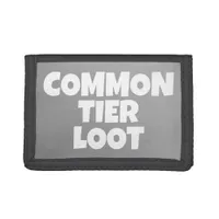 Common Loot Gamer Kids Gray Text Slogan Trifold Wallet