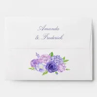Ultra Violet Watercolor Floral Wedding Envelope