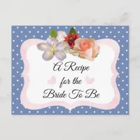 Blue and Rose Gold Blush Pink Recipe Card