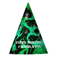 Vibrant and cosmic green sparkling glitter party hat