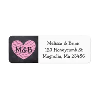 Chalkboard Black and Pink Heart Return Address Label