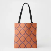 Orange And Blue Pattern Tote