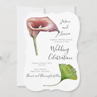 Calla Lily Greenery Minimalist Elegant Invitation