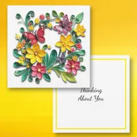 Floral Faux Paper Quilling | Thinking of You Card