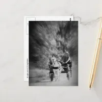 Amish Pony Cart Black and White Motion Blur Postcard