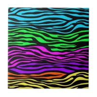 abstract Colorful Zebra Stripes Ceramic Tile