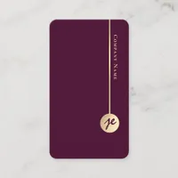 Simple Minimal Monogram Elegant Burgundy Wine Gold Business Card