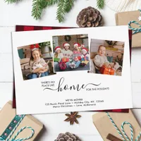 Budget Home Holidays 3 Photo Red Plaid Moving Note Card