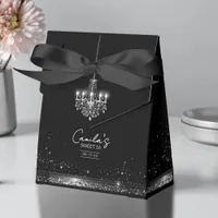 Old Hollywood B & W Chandelier Sweet 16 ID1108 Favor Boxes